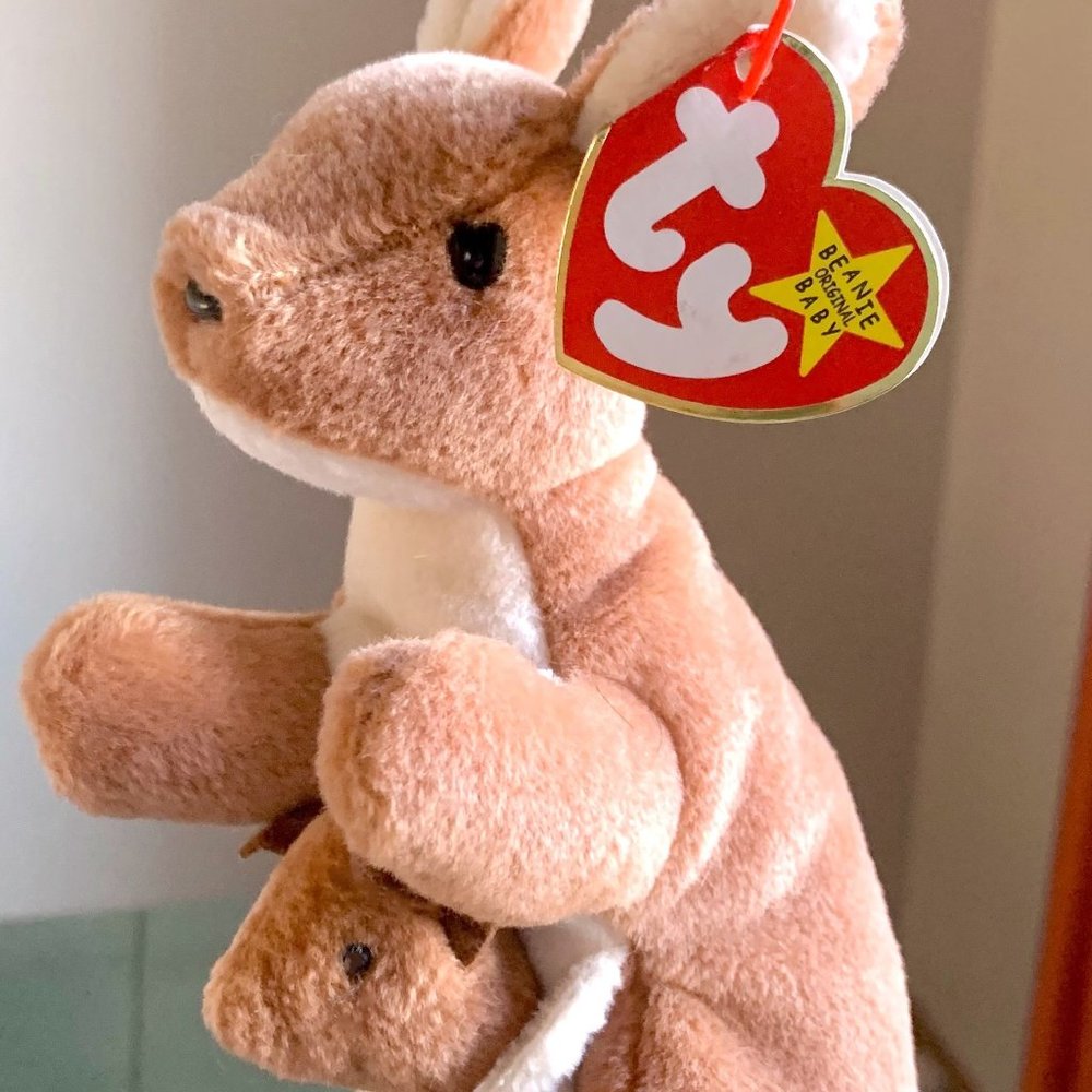 1996 4161 Vintage Pouch Kangaroo with Joey Ty Beanie Baby Stuffed Animal MWMT